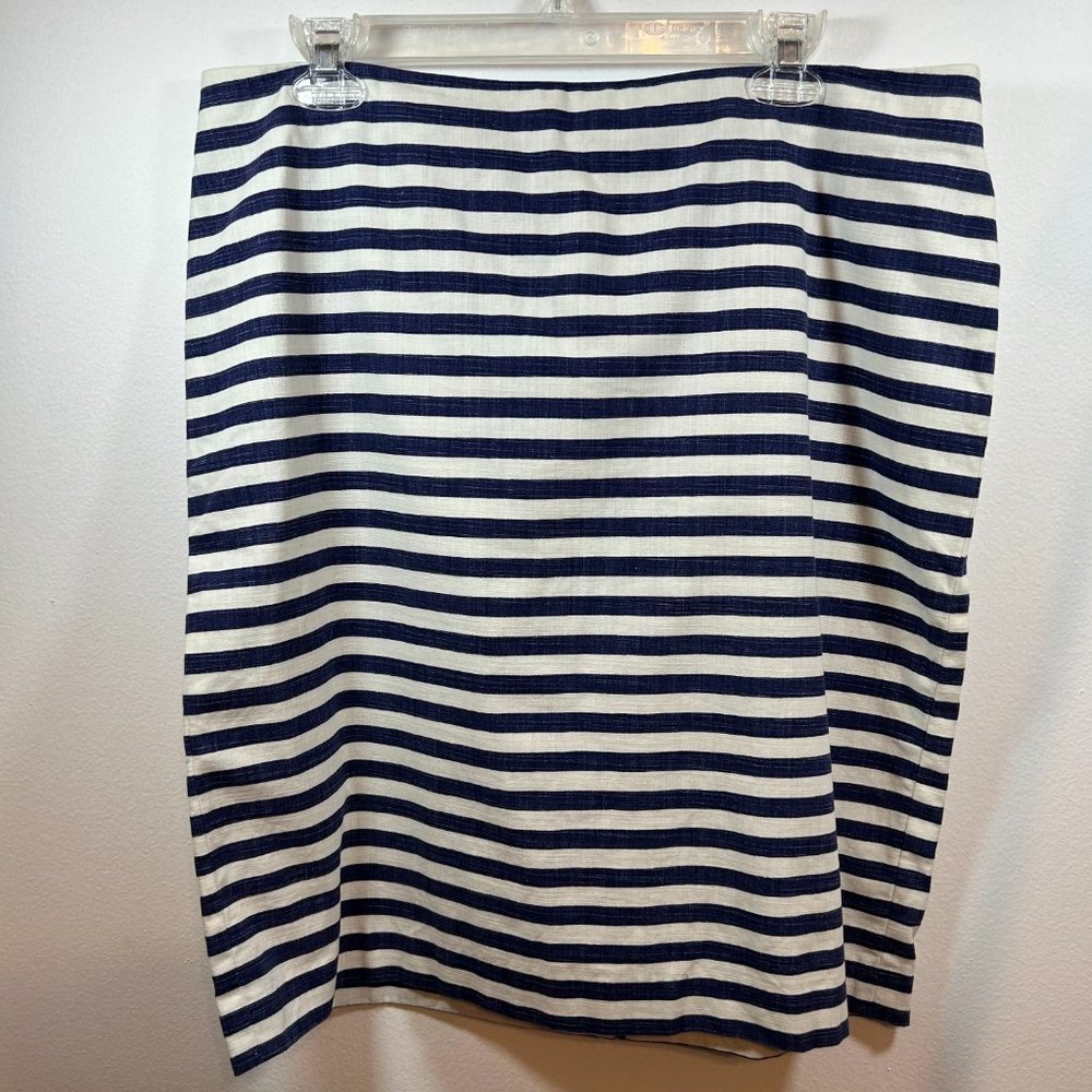 Talbots | Navy and White Striped Pencil Skirt Size 14